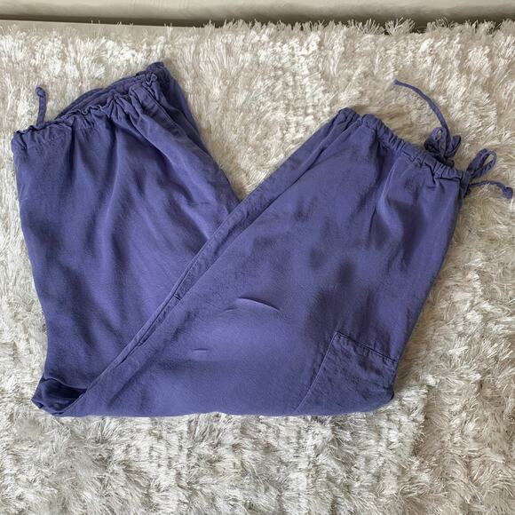 Tianello Small Blue Cropped Cargo Pants Tie Ankle Summer Beach - Picture 1 of 6